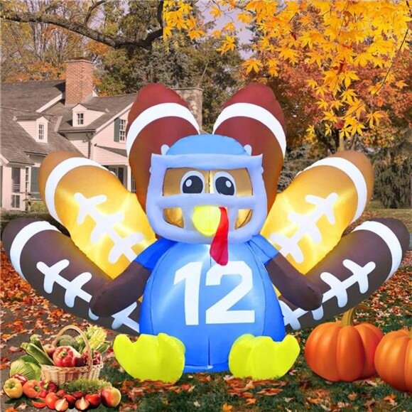 8FT Long Thanksgiving Inflatables Turkey Decorations Blow up Turkey